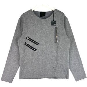 New A Mood Women US XL Gray Sweatshirt Casual Crew Neck Long Sleeve Pullover